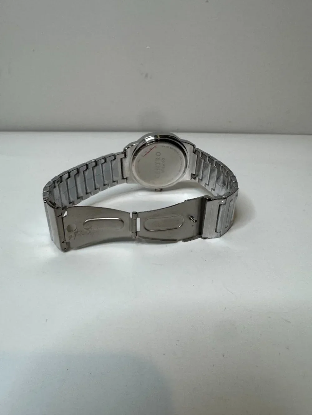 NWOT Centro Milano Stainless Steel Watch Water Resistant Silver and Black 45mm.
